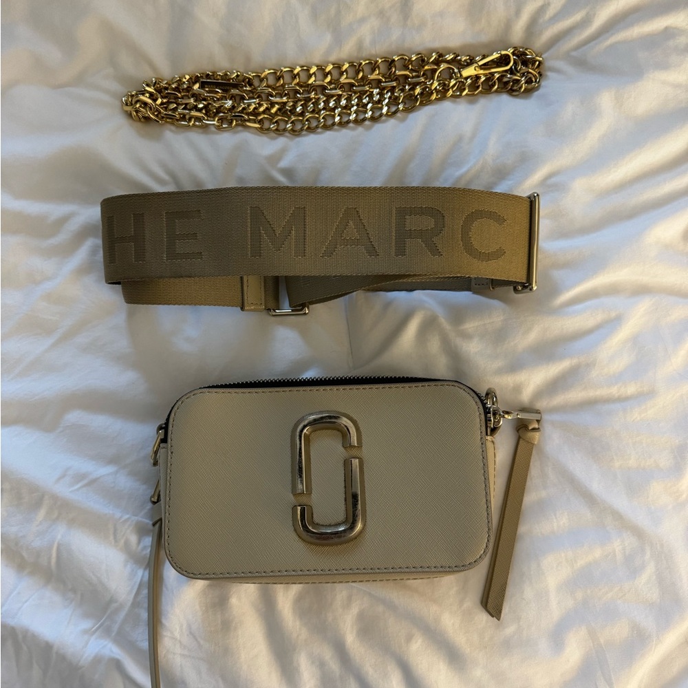 Marc Jacobs Beige Crossbody Bag w/ original strap & chain link strap